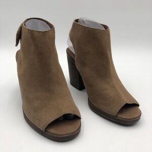 Lucky Brand Shoes Womens Size 8.5‎ Brown Suede Leather Block Heel Open Toe